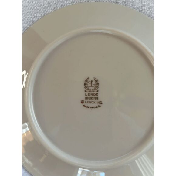 Lenox Moonspun Saucers, Gold Rimmed, Set of Six, Lenox Dishes, Make in the USA - Picture 4 of 5